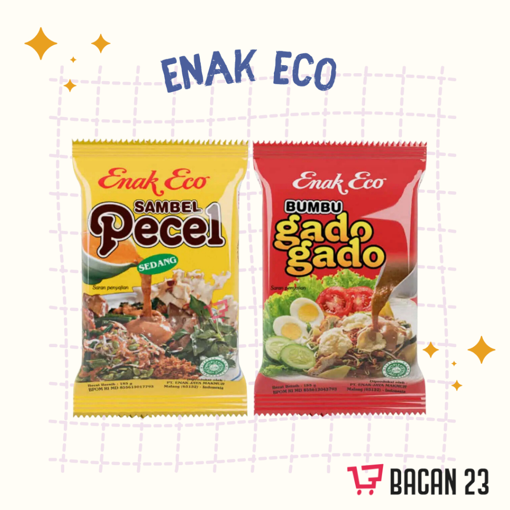 

Enak Eco Bumbu Instant 185gr / Bumbu Gado-Gado / Sambel Pecel / Enak Eco / Toko Bacan 23