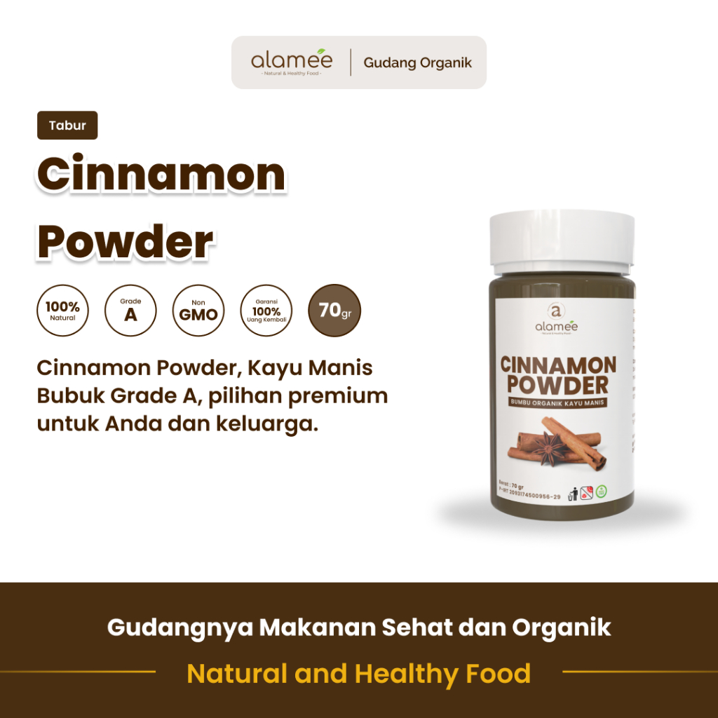 

alamee bumbu organik kayu manis tabur aroma khas dan rempah hangat yang menambah cita rasa makanan