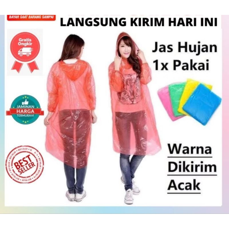 Jas hujan plastik sekali pakai mantel hujan sekali pakai tebal