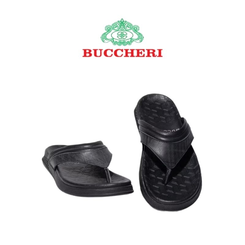 BUCCHERI ADOFO Sandal Jepit Pria Full Kulit-br3130-black
