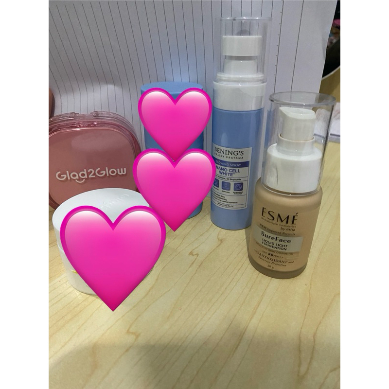 PRELOVED ORIGINAL  GLAD2GLOW, Bening’s clinic, Esme erha (SUDAH DAPAT 3 ITEM)