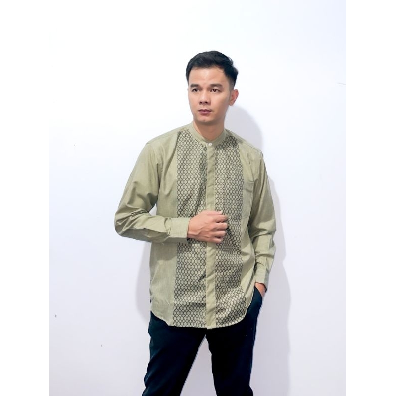 koko muslim hijau lengan panjang koko modern