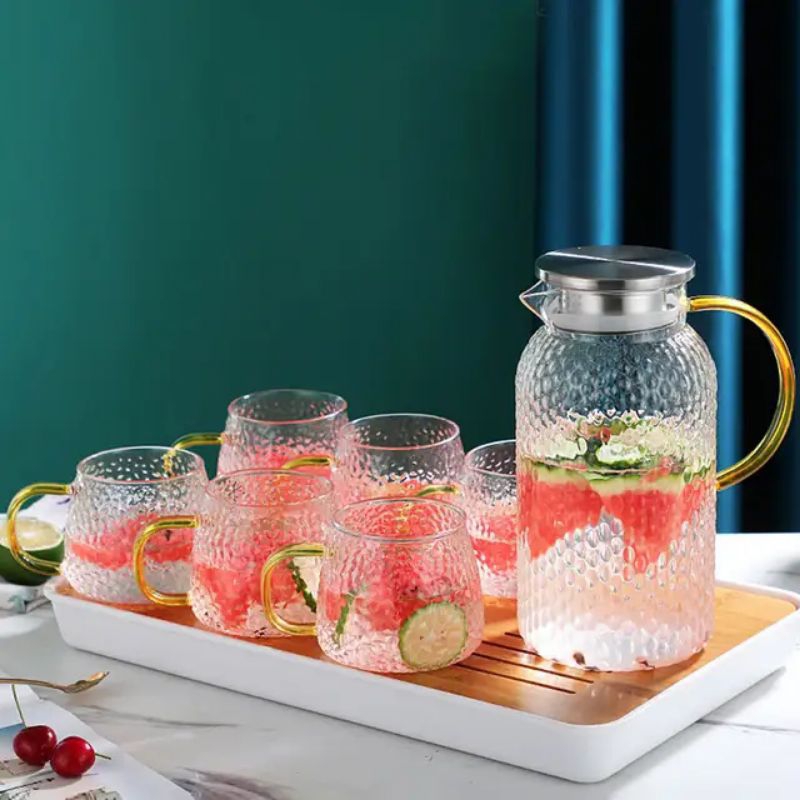 Teko Pitcher Kaca Tahan Api / Teko jug Penyajian Minuman / Ceret Masak Air Bahan Kaca Borosilicate T