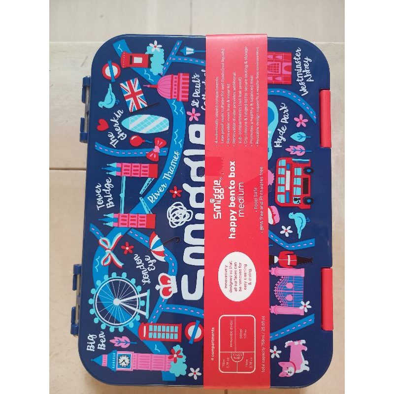 smiggle happy bento box medium lunch box new original kotak makan baru london girl