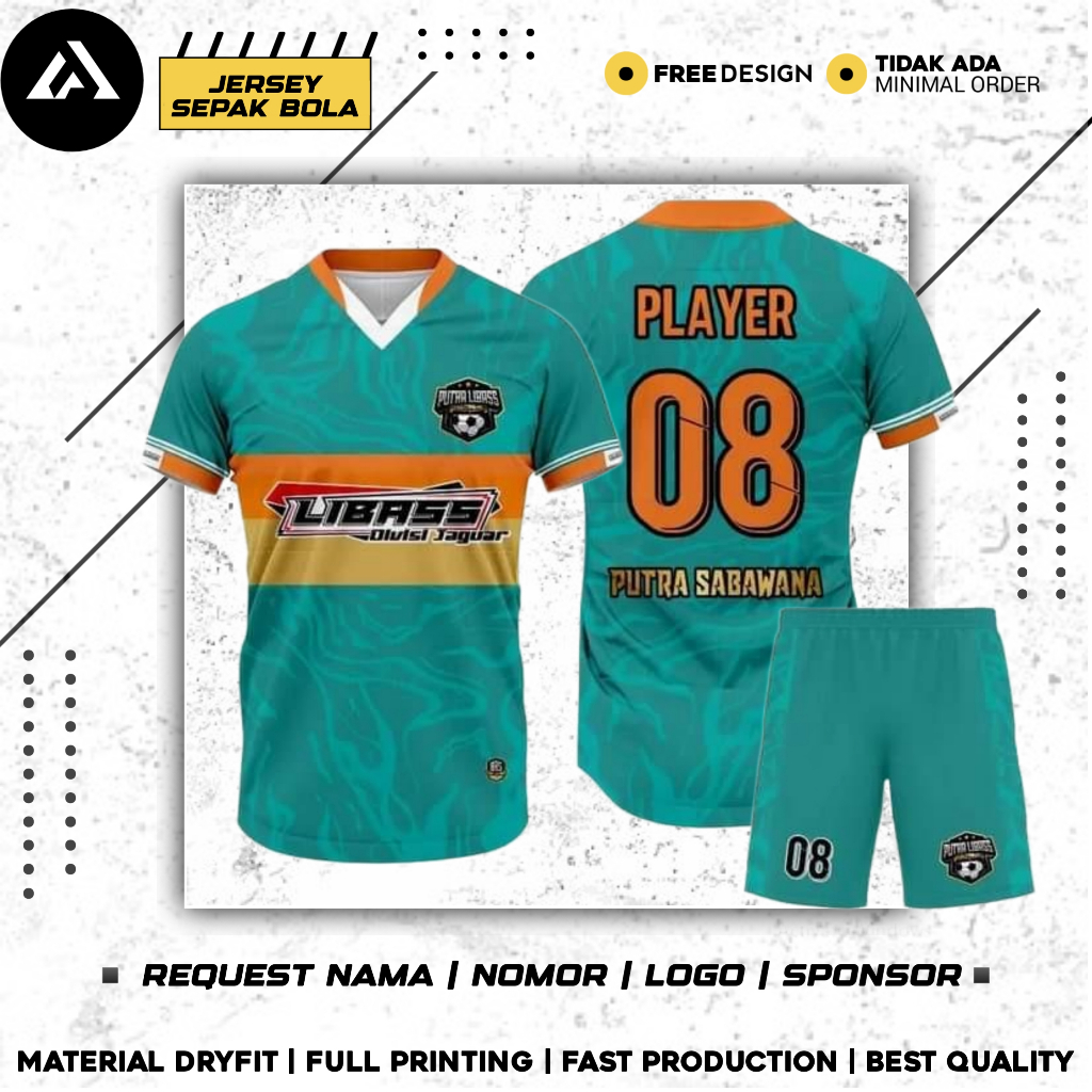 KAOS JERSEY SEPAKBOLA/FUTSAL/VOLI CUSTOM FULL PRINTING KUALITAS PREMIUM