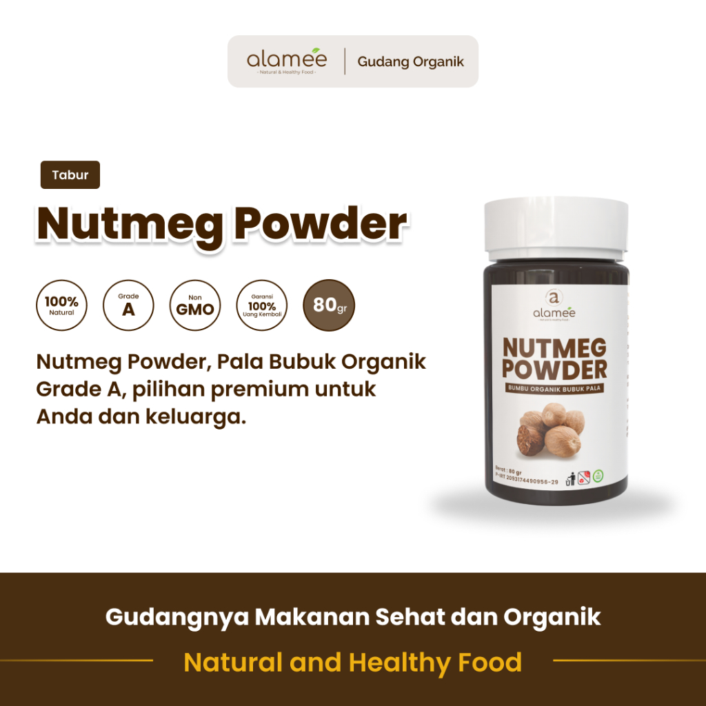 

alamee bumbu organik pala tabur menawarkan aroma khas yang menambah kehangatan pada teh