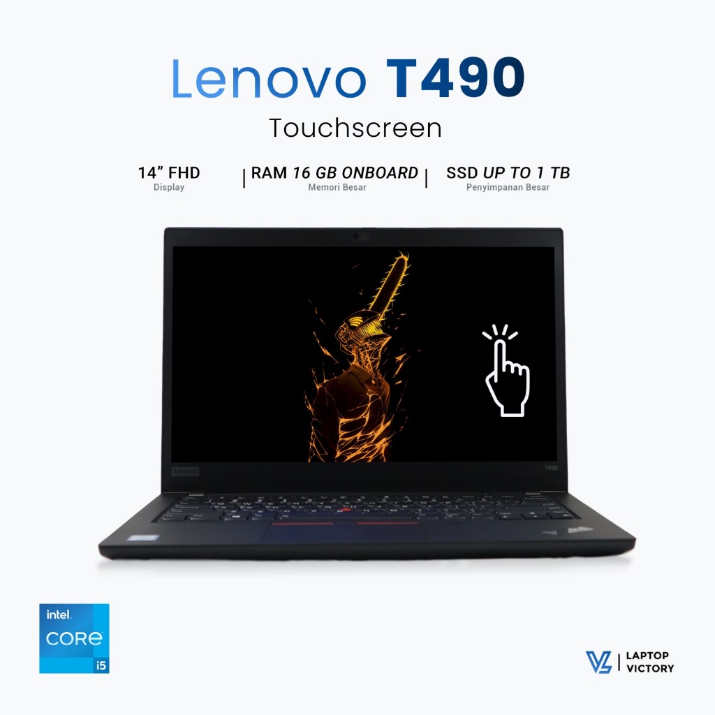 Lenovo T490 Touchscreen Intel Core i7 Gen 8 | Laptop Touchscreen Terbaik | Mouse & Tas | Bergaransi