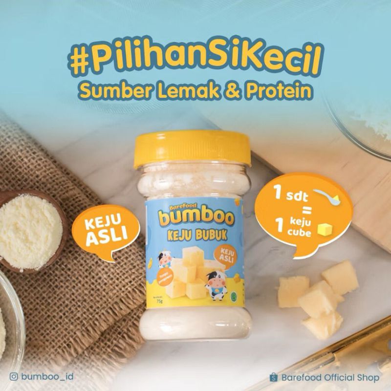 

BUMBOO Keju Bubuk Asli - Keju Anak - Sumber Lemak & Protein - Keju Cheddar Australia - Tanpa Pengawet - No MSG - Bahan Alami