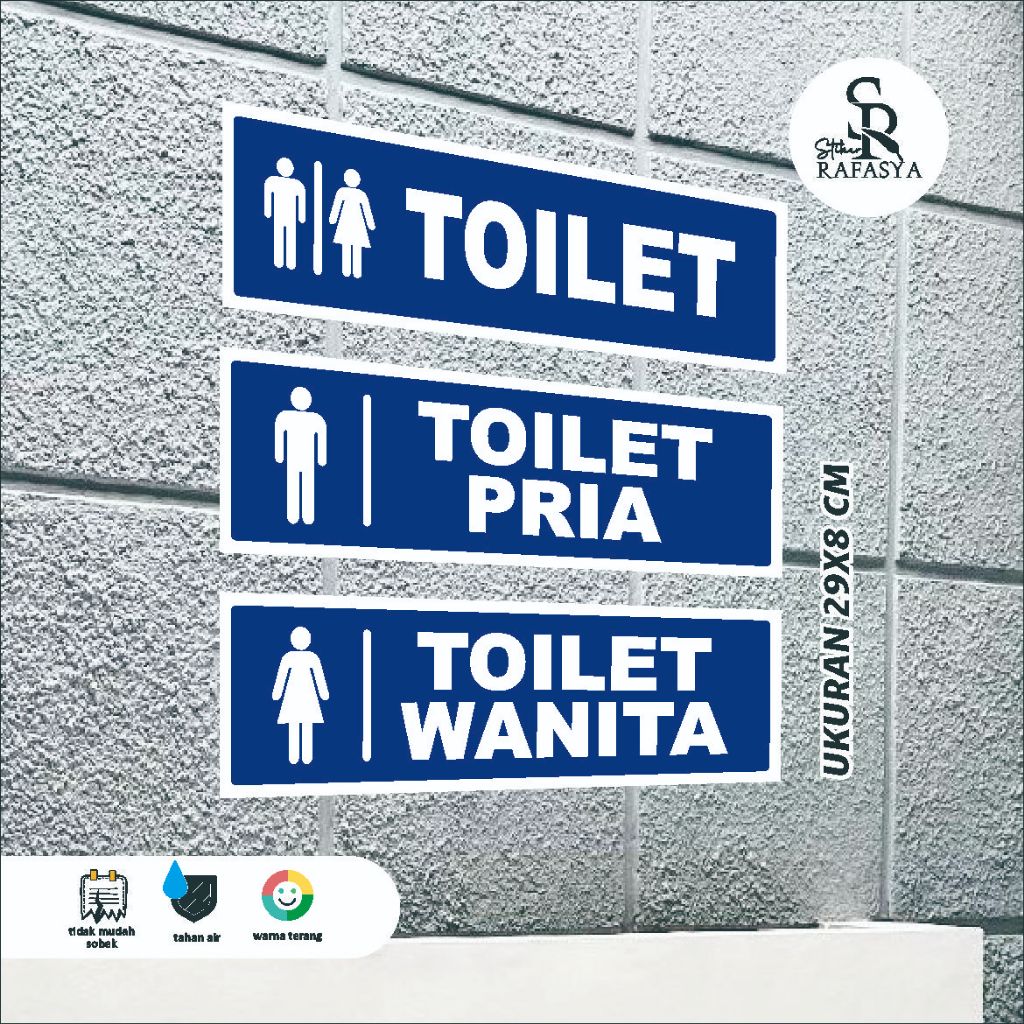 

STIKER TOILET \ TOILET PRIA DAN WANITA WARNA BIRU Ukuran 25X8 cm + Dilaminasi Glosy