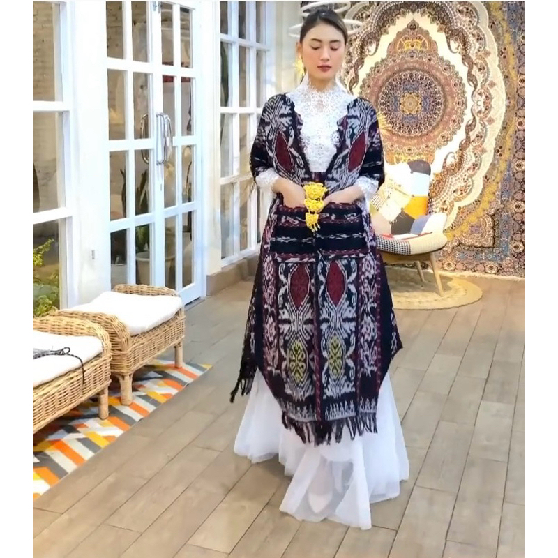 ONE SET ATASAN TENUN BROKAT DAN ROK TUTU WHITE