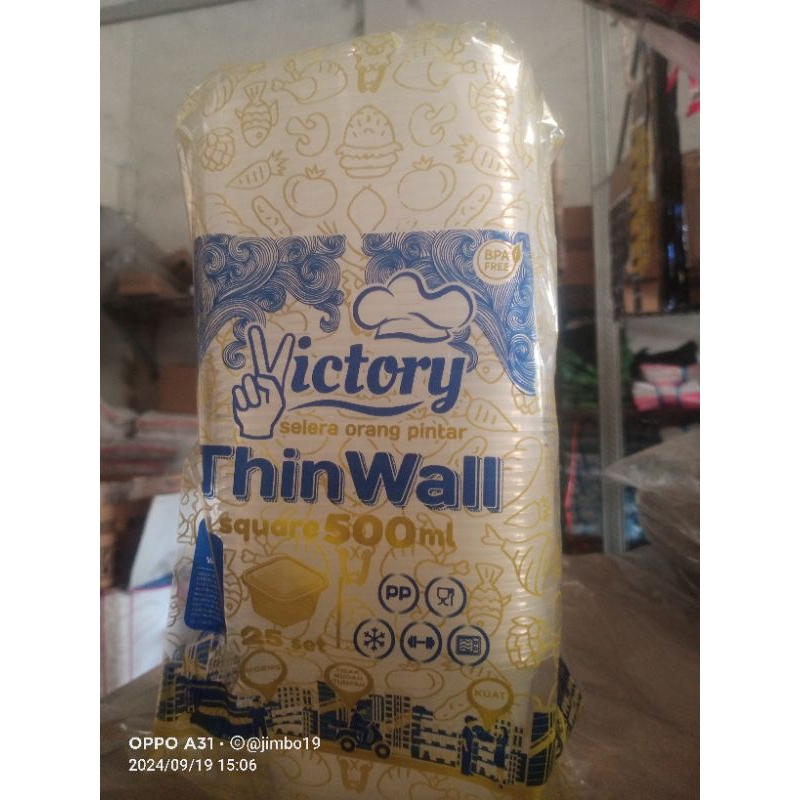 THINWALL SQUARE 500ML VICTORY / TEPAK KOTAK 500ML VICTORY