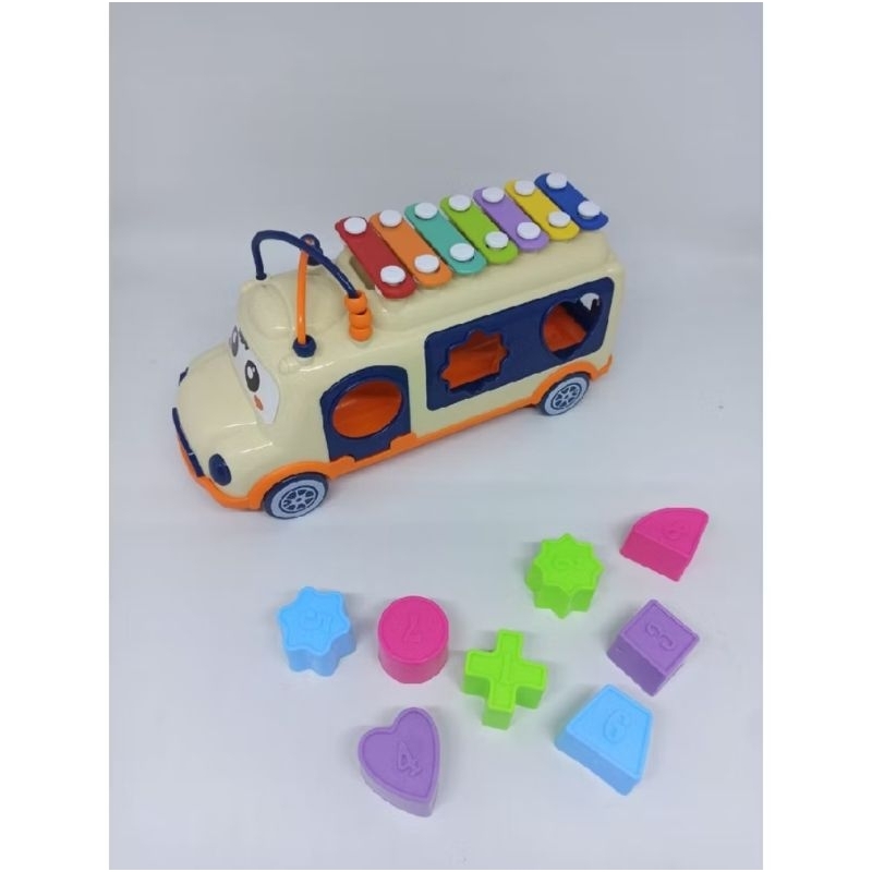 Bus xylophone 3in1 mainan xylophone music bus/mainan gamelan bentuk bus