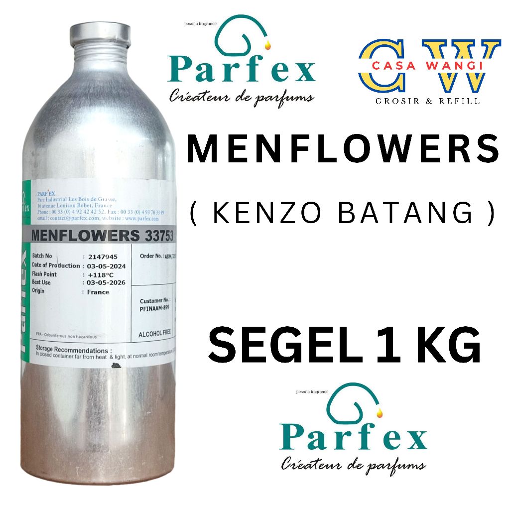 (SEGEL 1 KG) MENFLOWERS BY PARFEX KEMASAN SEGEL 1 KG.SERAH AROMA KZ BATANG DARI PARFEX