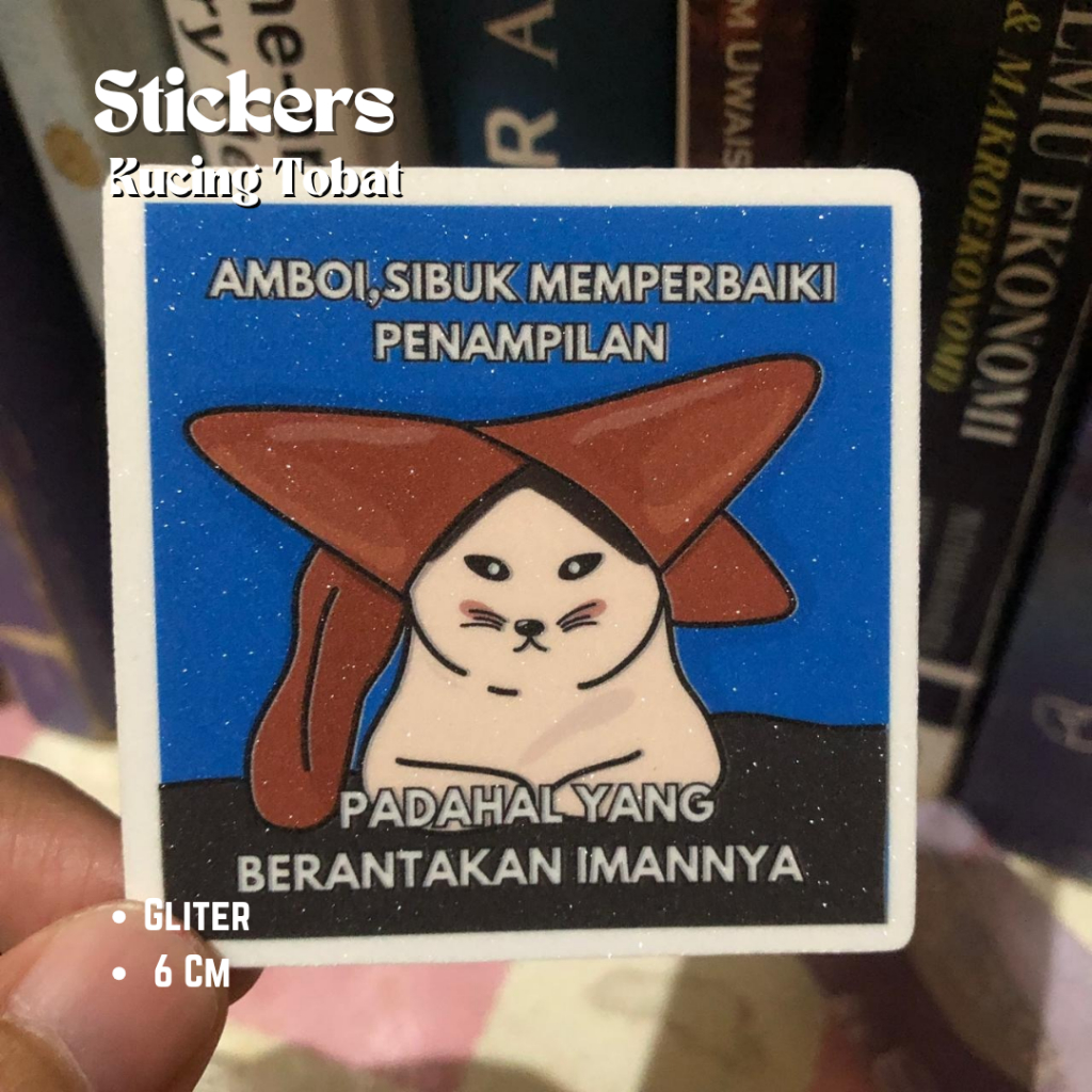 

Stiker Dakwah Kucing Tobat meme lucu Vol 2| Waterproof| Glitter|stiker aesthetic