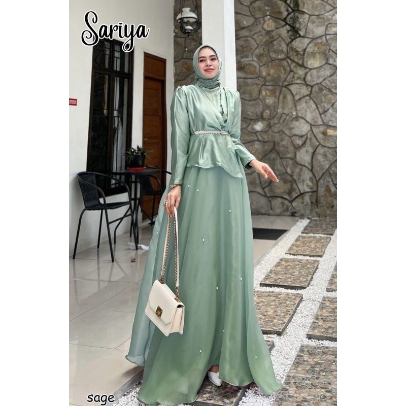 SARIYA DRESS GAMIS PESTA KONDANGAN LEBARAN LAMARAN NIKAHAN BRIDESMAIDS GAMIS SERAGAMAN KELUARGA TUNA