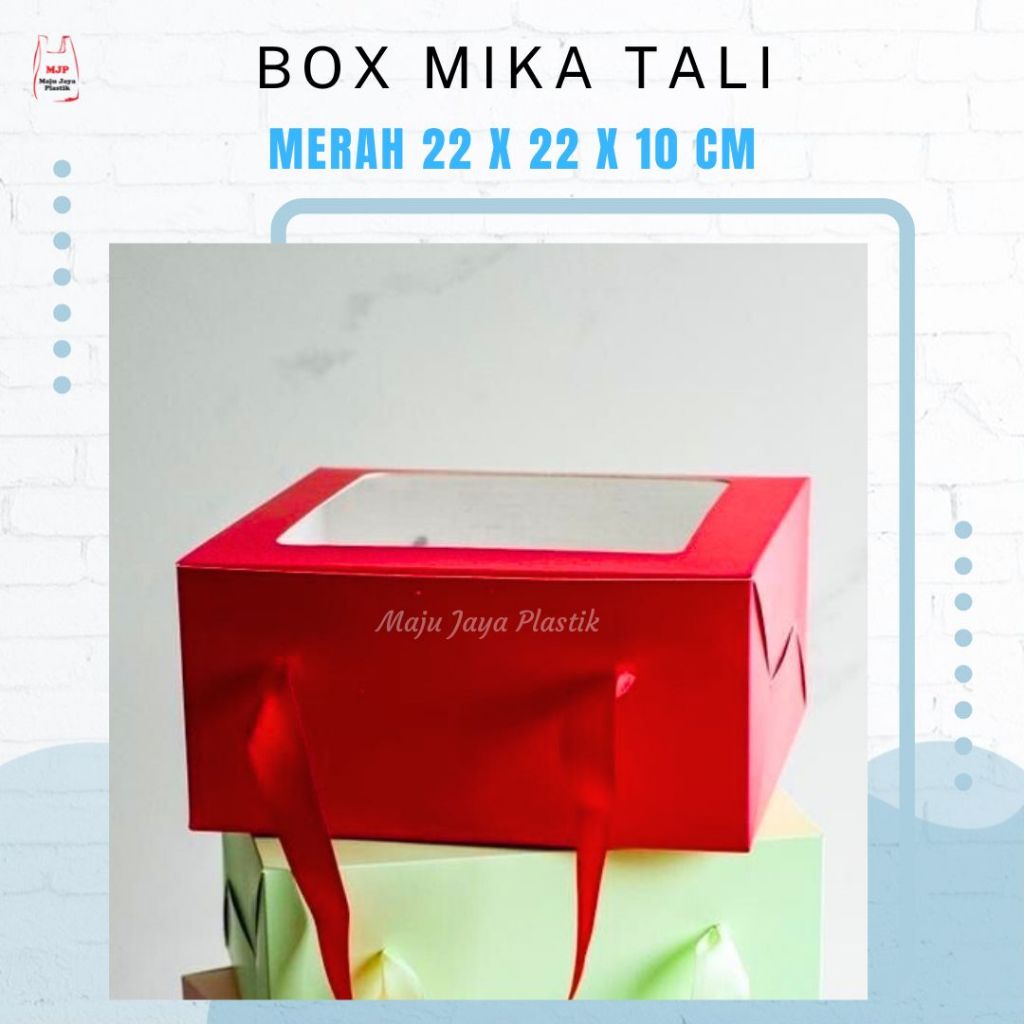 

Kotak Kue Merah Pink Putih 22x22x10 Box Mika Tali Hampers Cake Brownies Spiku Chiffon Eid Natal