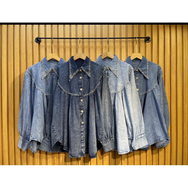 atasan wanita baju perempuan kemeja jeans blouse wanita