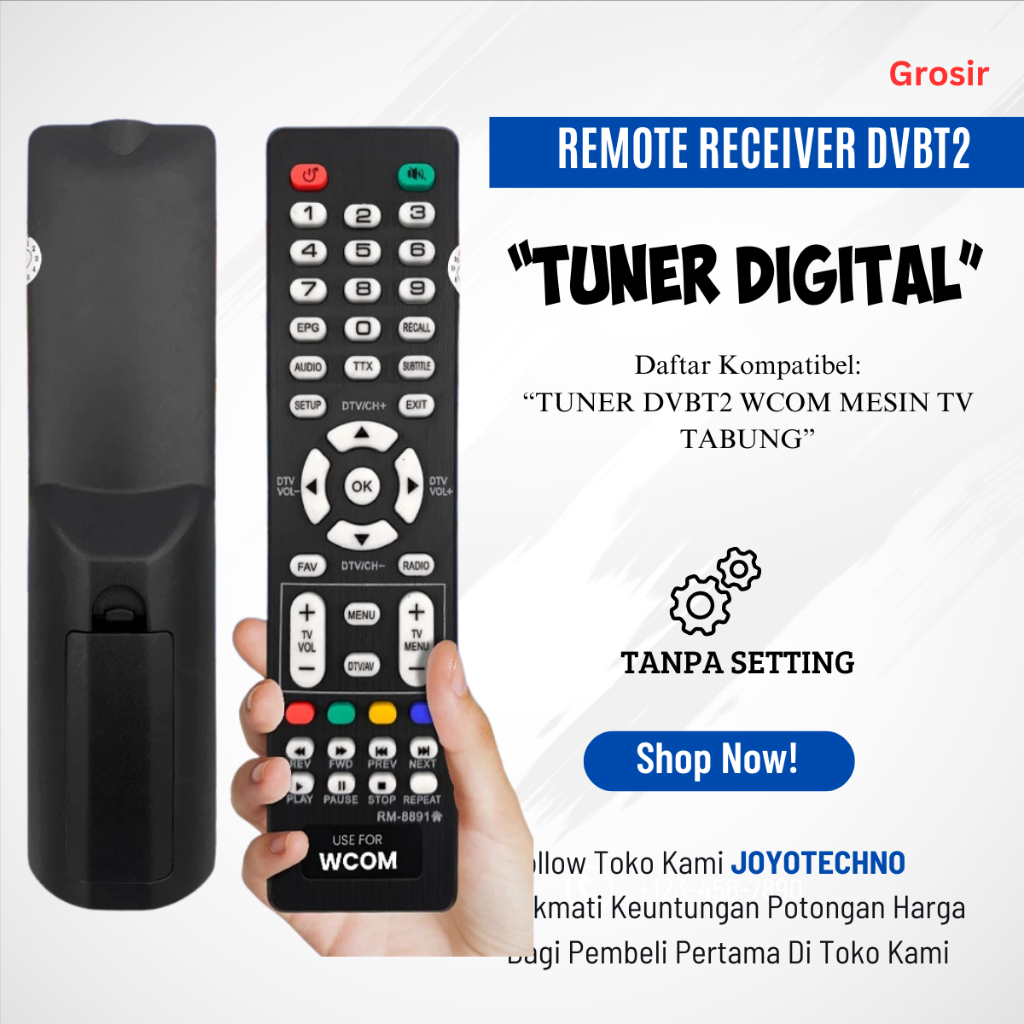 Remote TV Digital Wcom Tuner Devatec Digital DVBT2 untuk Mesin TV Tabung Siaran Digital