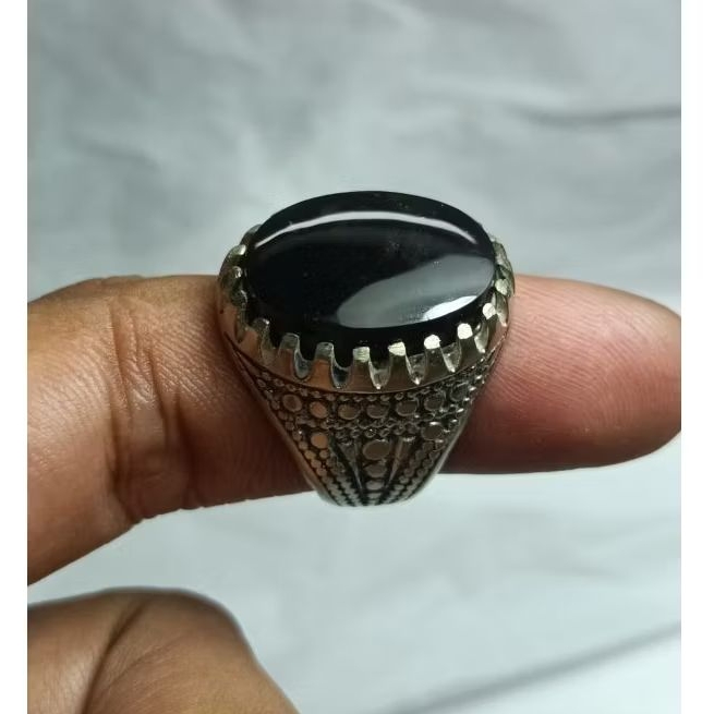 cincin pria Batu akik natural Yaman Wulung original