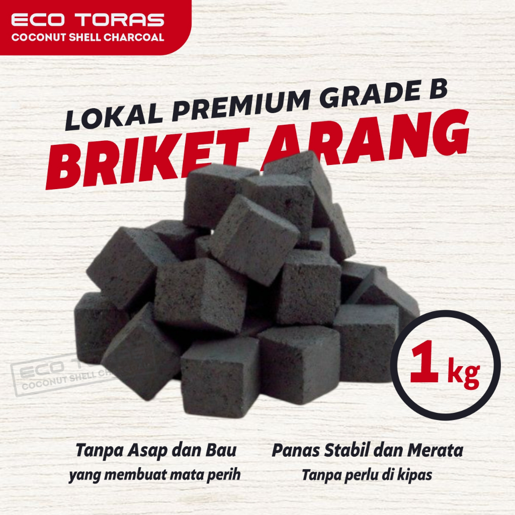 Arang Briket 1KG Untuk Bakar Sate, Daging, Ikan, Jagung, dll | Arang Briket Premium