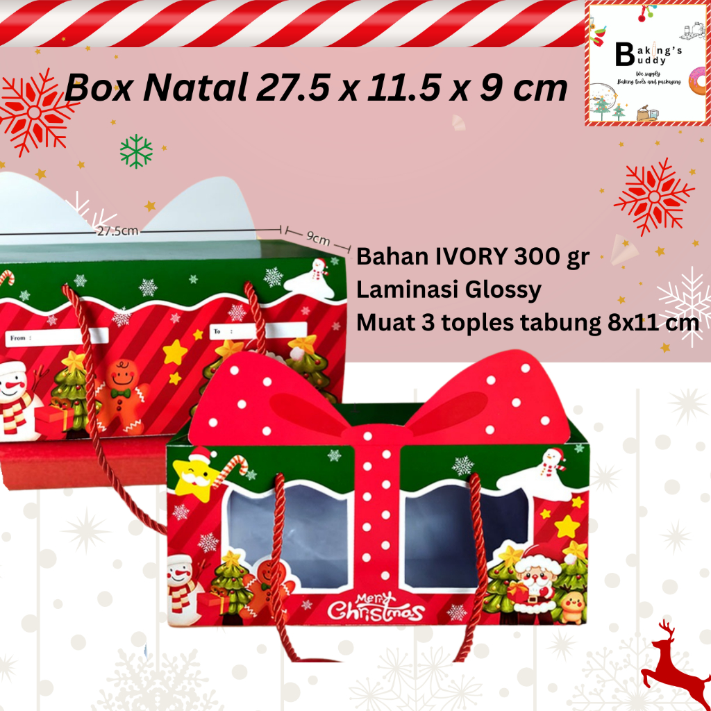 

Dus Box Christmas Kotak Natal 27.5x9x11.5 cm