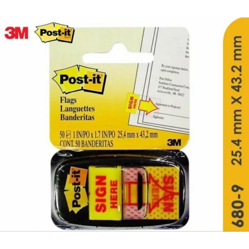 

POST IT SIGN HERE 3M 680-9