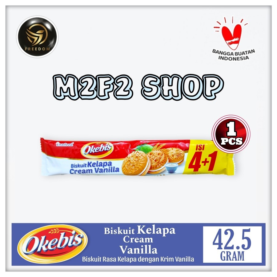 

Okebis Biskuit Kelapa Cream Vanilla | Krim Vanila Sachet - 42,5 gr (Kemasan Satuan)