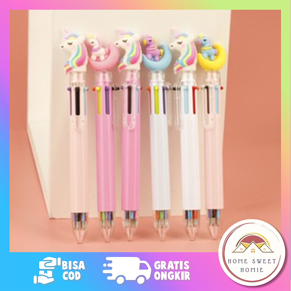 

Pena Karakter Mix Colour Pulpen Unicorn 6 Warna Ballpoint Perlengkapan Menulis Multicolor Pena 0.5mm isi Tinta 6in1 Alat Tulis Sekolah