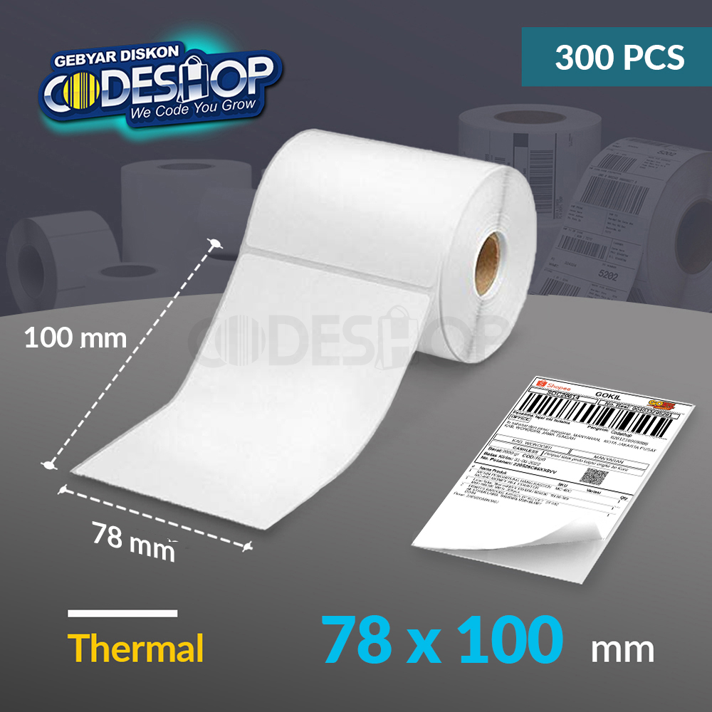 

Codeshop ECO Label Thermal 78 x 100 mm 1 Line Stiker Printer Barcode Core 1 Inch Isi 300 Pcs