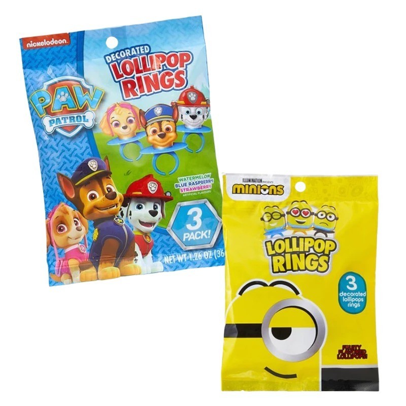 

Lollipop Ring Paw Patrol/ Minion (1 pack isi 3 lollipop)