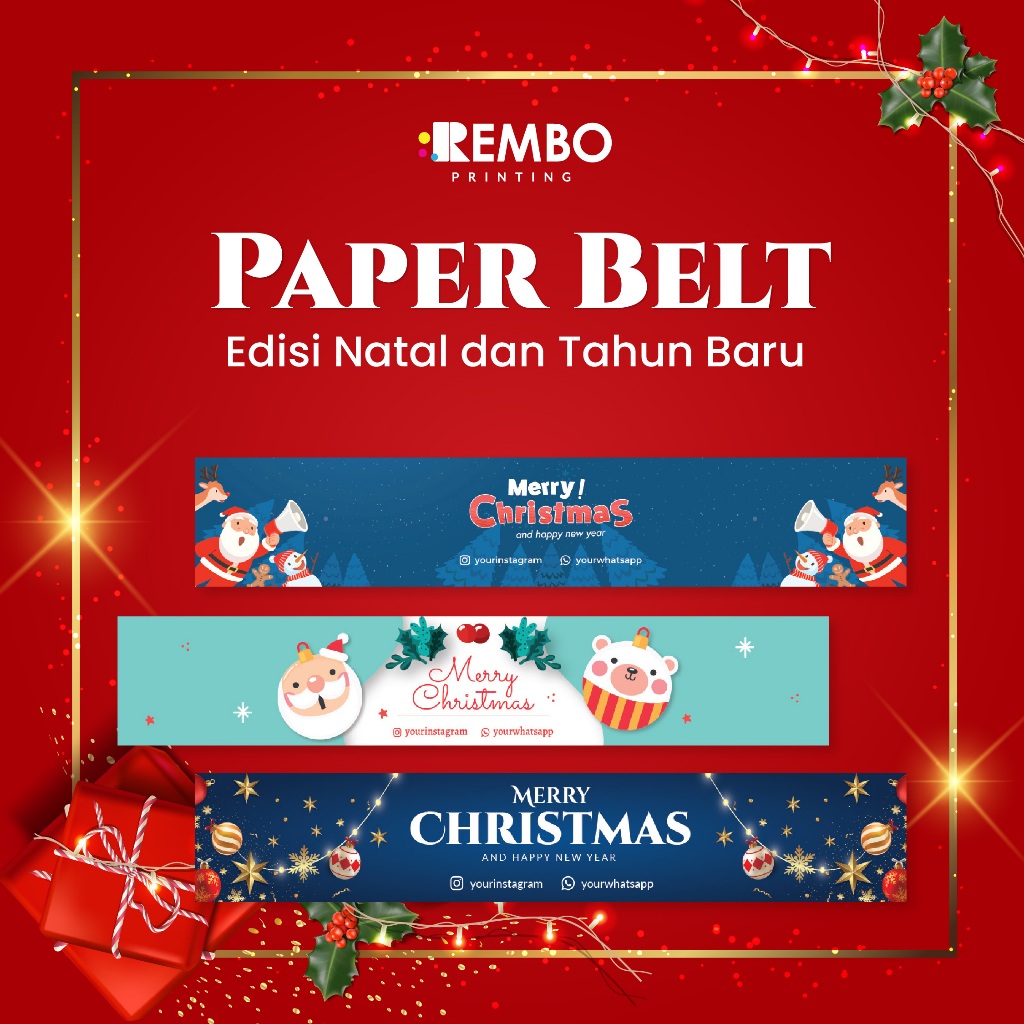 

Paper Belt/Sleeve Spesial Natal Tahun Baru/Cetak Print Label Kemasan/Packaging/Segel Box Toples Makanan/Hampers/Parcel/Christmas/New Year Custom Murah