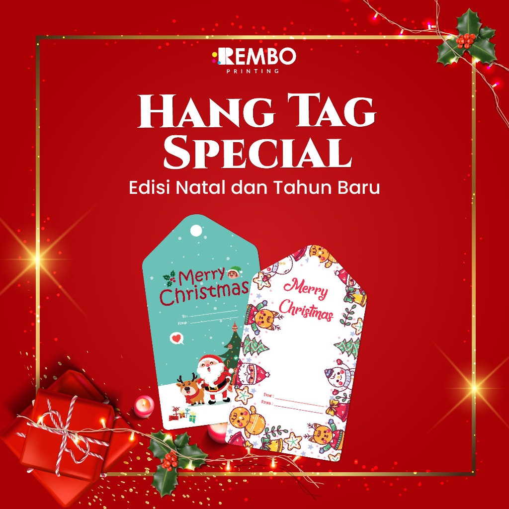 

Hang Tag Spesial 4/Thank You/Kartu Ucapan/Greetings Card Edisi Natal Tahun Baru/Christmas/New Year Custom Cetak Print Murah