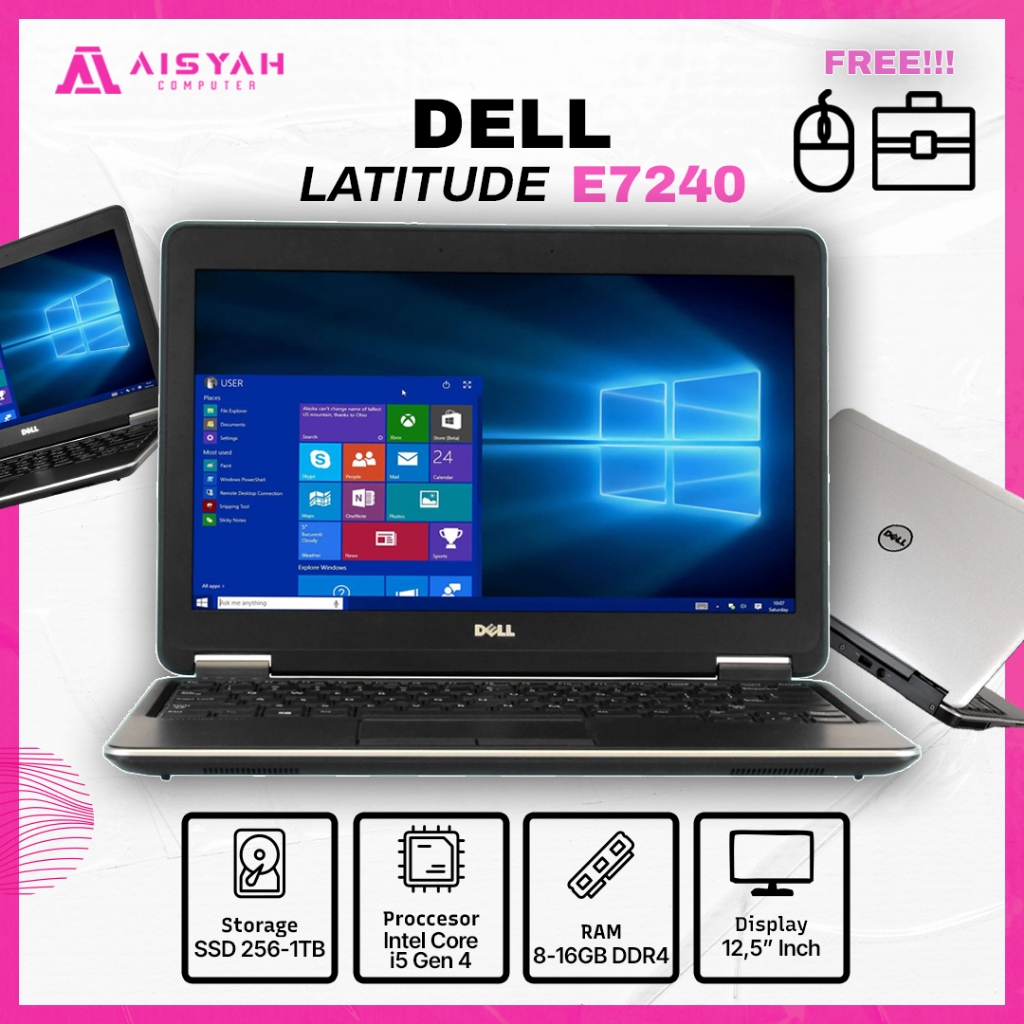 Laptop Dell Latitude E7240 / Core i7 / Ram 8GB SSD 256GB / Laptop Second Murah Berkualitas Dan Berga