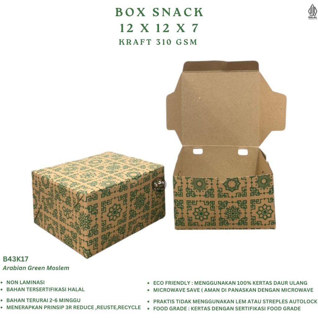 Box Snack Dus Snack 12x12x7 Dus Roti Snack Dus (B43K17-12X12X7)