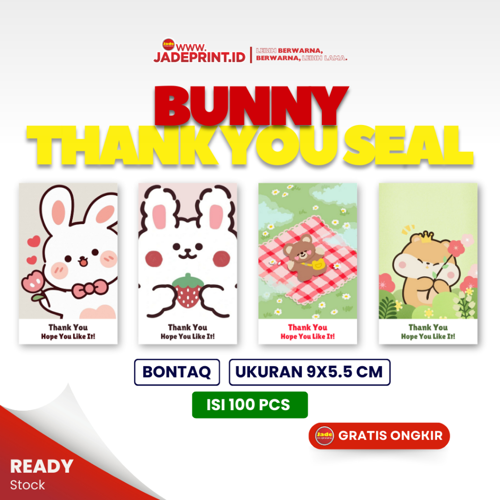 

[PAKET ISI 100PCS] Stiker Thank You Seal 9x5.5cm Stiker Segel Seal Box Stiker Terima kasih