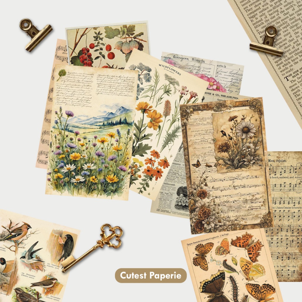 

[32 pcs] OLD PAPER MEDIEVAL DECO PACK/KERTAS DEKORASI GAYA VINTAGE MOTIF KERTAS TUA