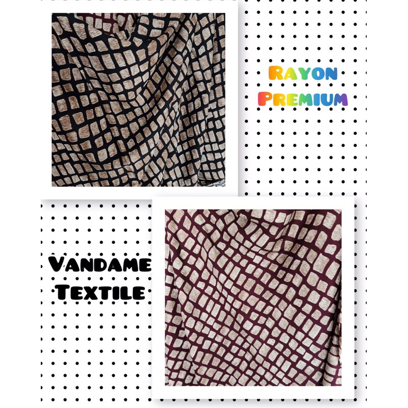 Kain Katun Rayon Motif Kotak Kotak | Katun Rayon Motif Meteran | Katun Rayon Viscose Premium