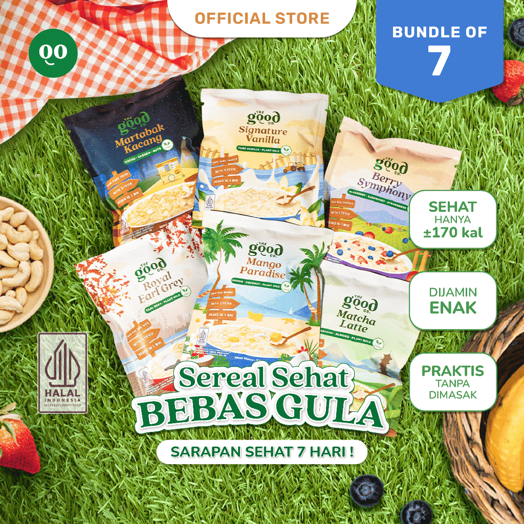 

[The Good Co.] Instant Oatmeal Sachet - BUNDLE OF 7 | Sarapan Sereal Sehat Bebas Gula Tambahan dan Diet Rendah Kalori Pengganti Nasi atau Meal Replacement