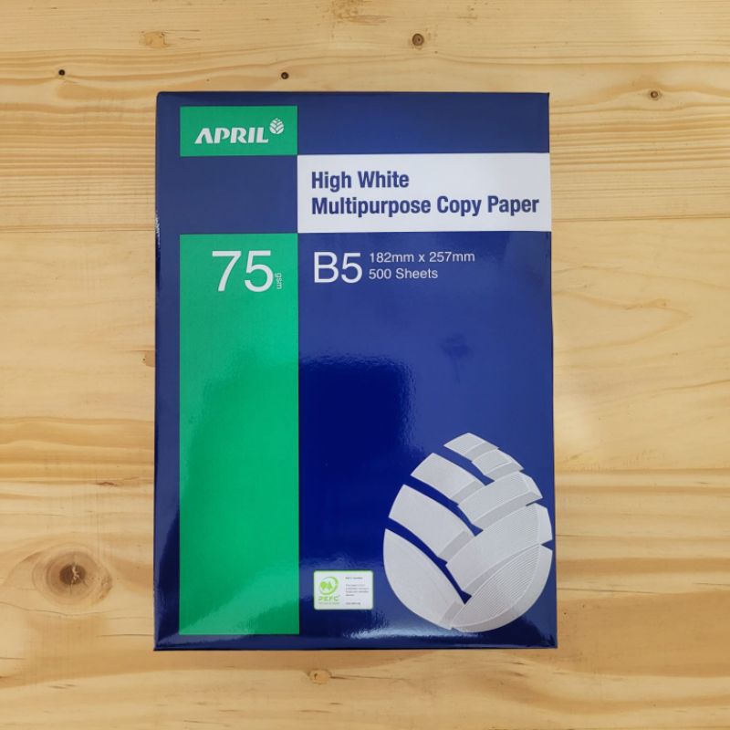 

Kertas HVS B5 75 gr April 500 lembar (High White Multipurpose Copy Paper)