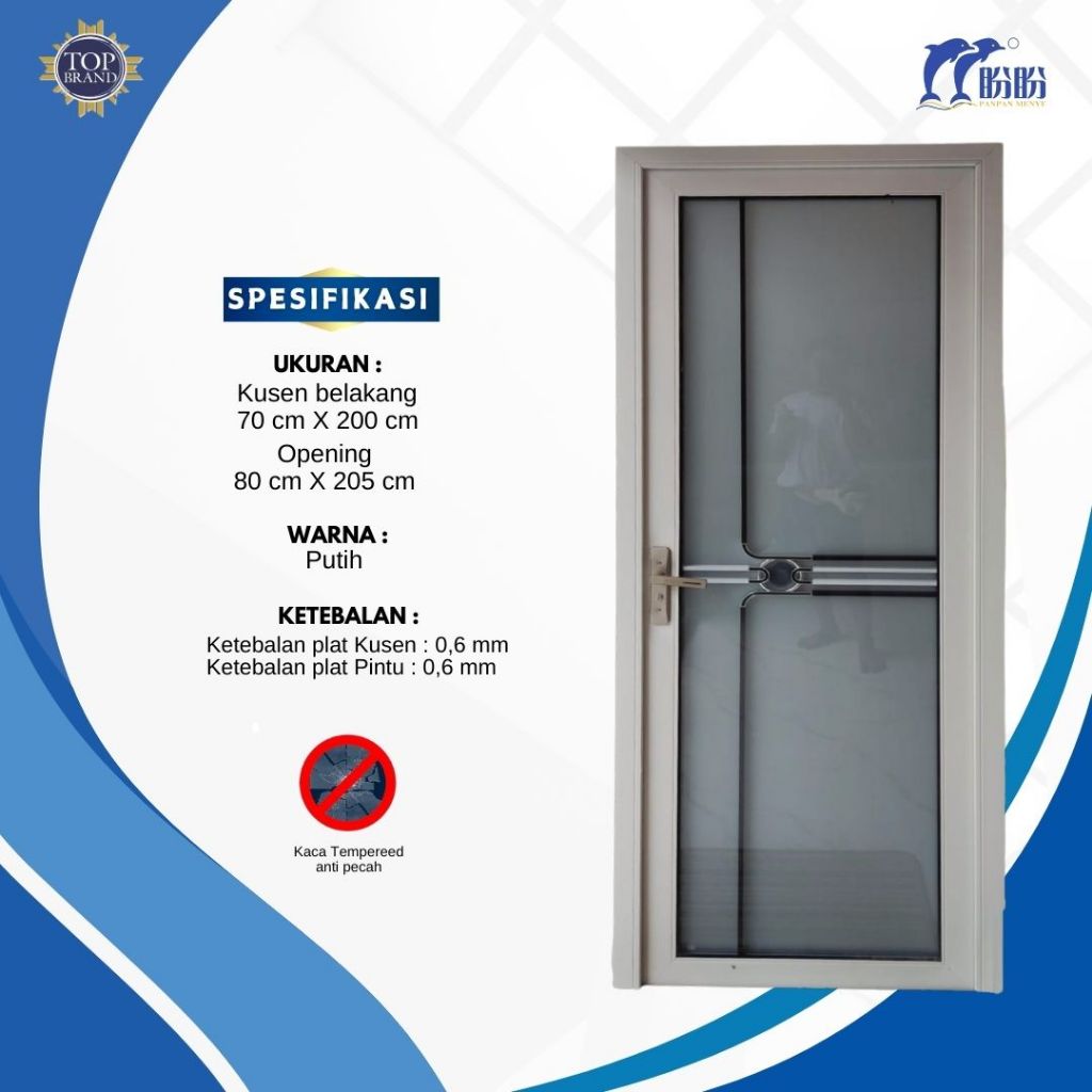 PINTU TOILET ALUMUNIUM PANPAN GRADE A/PINTU KAMAR MANDI/PINTU KACA TEMPERED