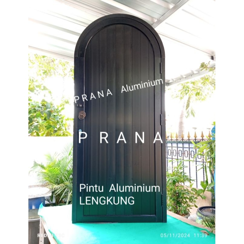 Custom Pintu Lengkung Aluminium, Bahan Spandrel Uk. 80-90 x 210-220 cm / Free Packing Kayu