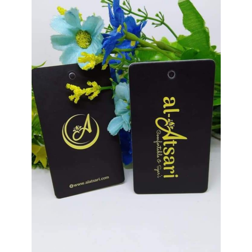 

Free Desain !!! Hang Tag Tebal Custom, 700gsm, Laminasi Depan Belakang Bahan Ivory,
