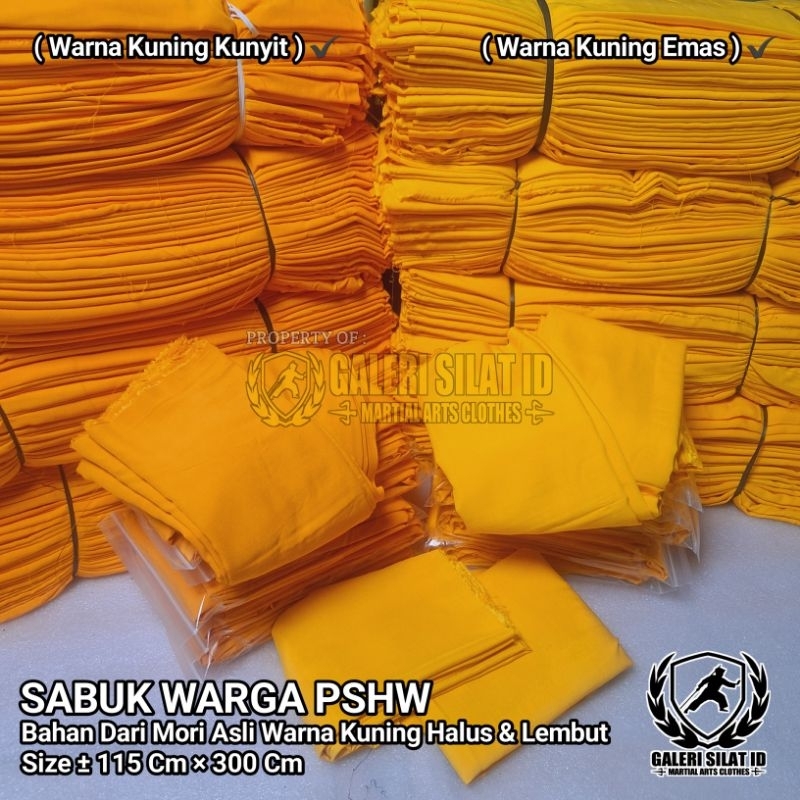 Mori PSHW - Sabuk PSHW Mori Kuning Asli - Sabuk Warga PSHW ± 3 Meter - Mori SH Winongo Kuning Asli -