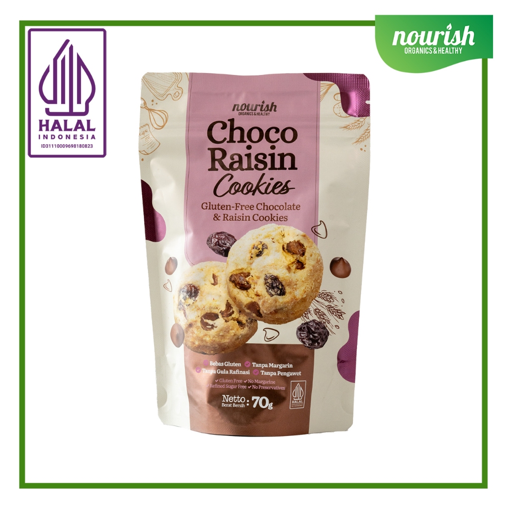 

Choco Raisin Cookies - Gluten Free Chocolate & Raisin Cookies 70gr