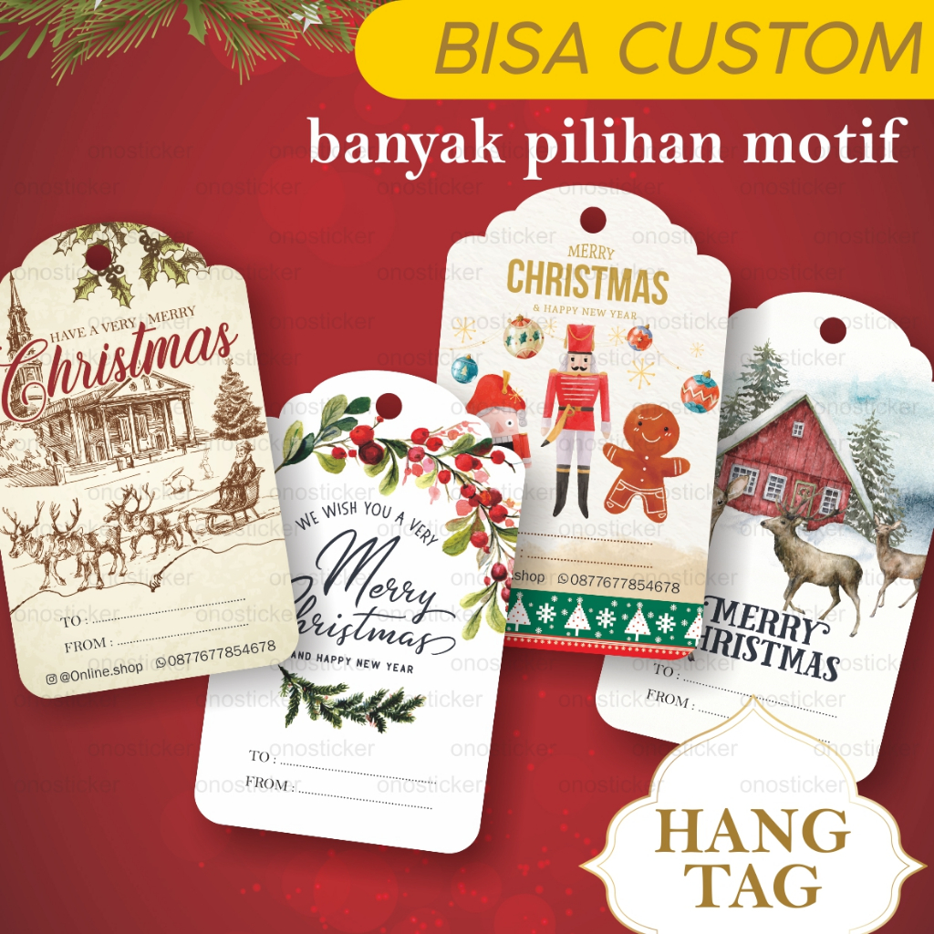 

Hang Tag Natal | Hampers Natal Merry Christmas Kartu Ucapan Parcel Toples Kue Custom