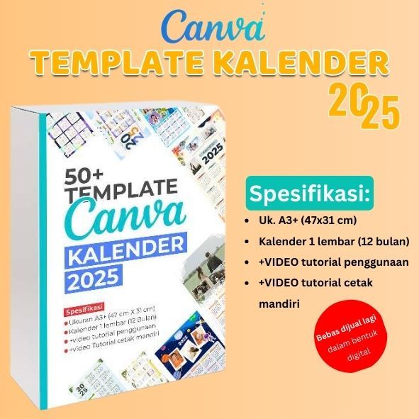SOFTFILE Kalender 2025 Paket 50 Template Canva Kalender 2025 Koleksi Template Desain Canva Grafis Ka