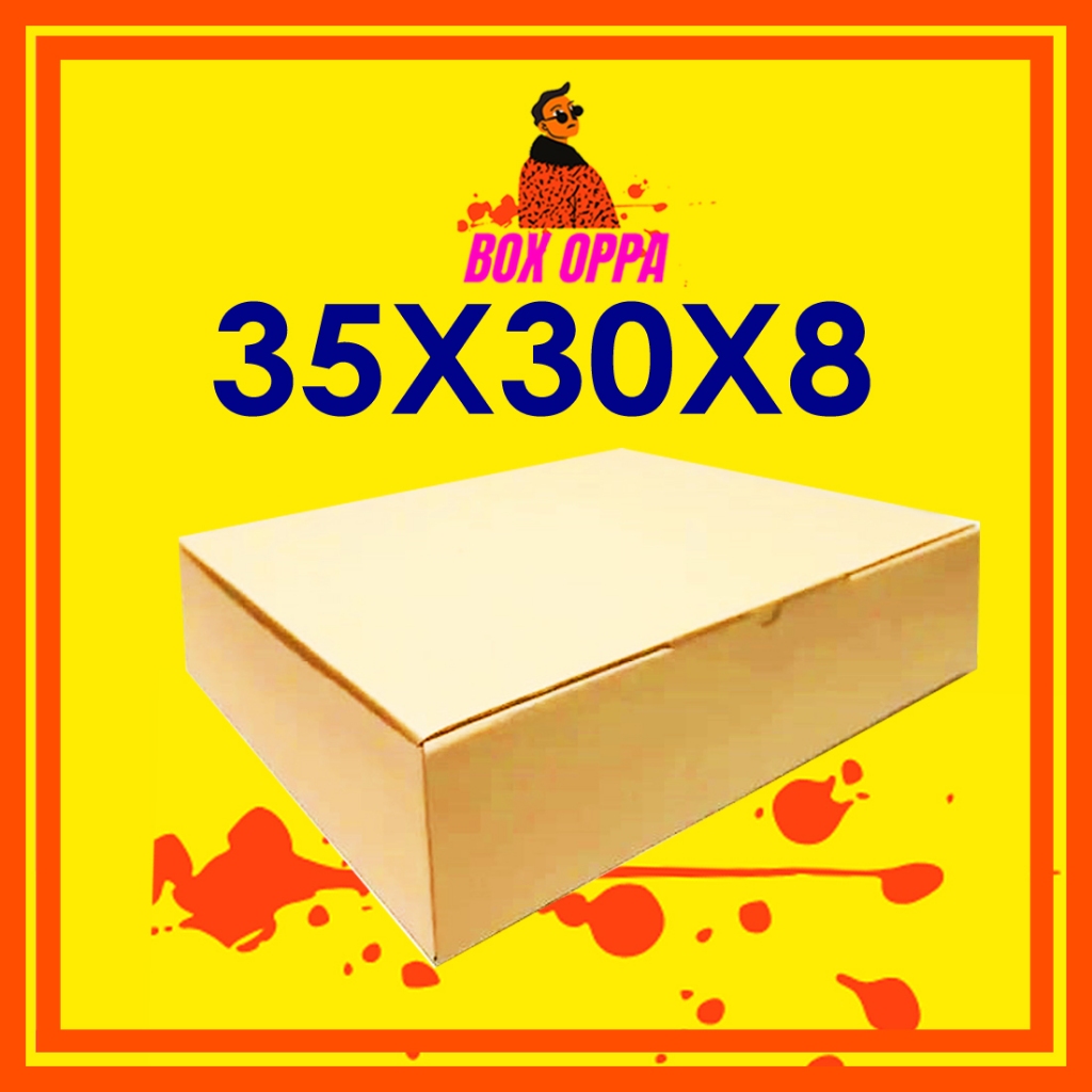 

Kardus Dus uk 35x30x8 cm (ECER) Die Cut Box Kotak Packing Aksesoris Baju Makanan Pizza Hijab Kue