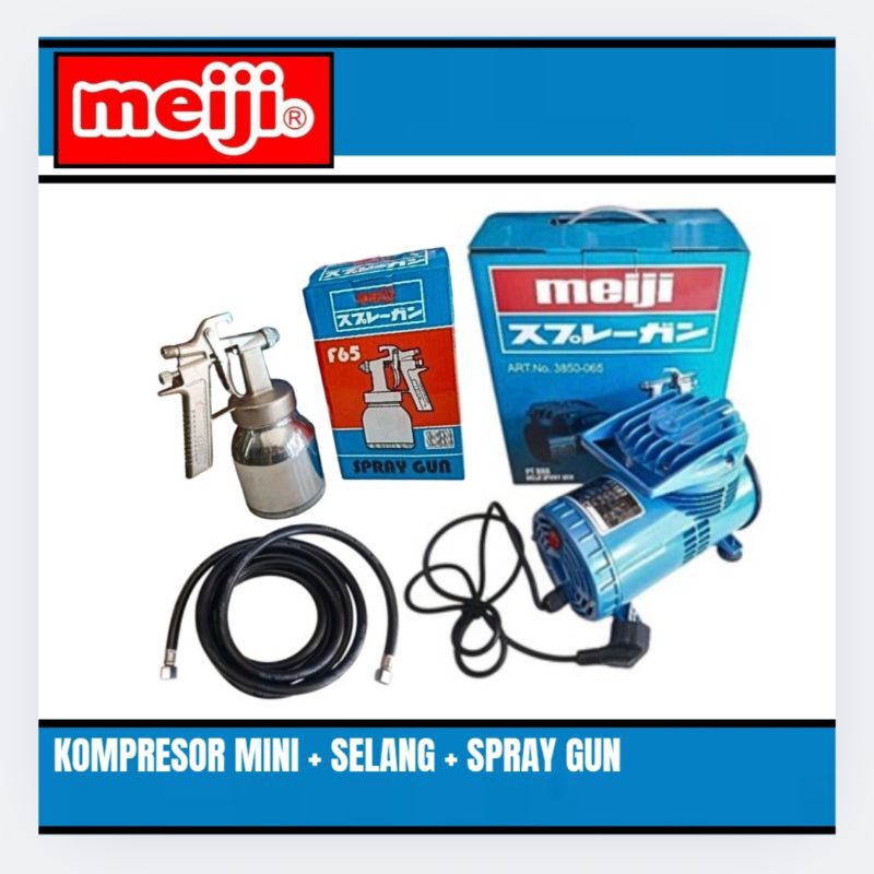 Kompresor Mini Set Compresor + Spray Gun + Selang Meiji Original