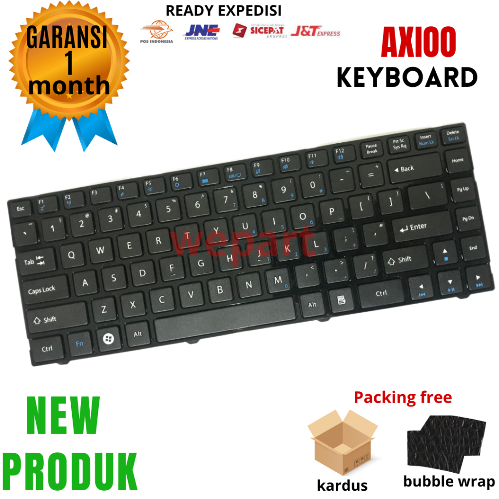 Keyboard Laptop Axioo RNE, Clevo W540 Hitam Frame