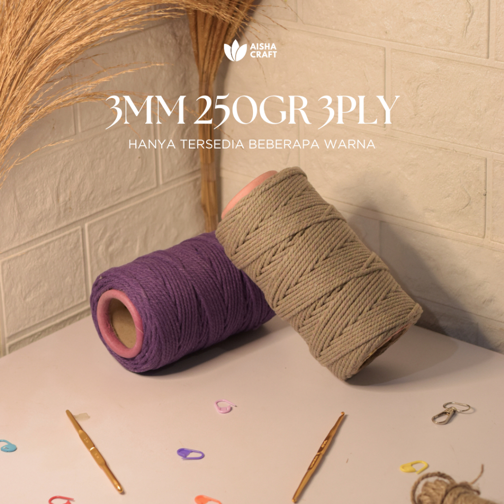 Tali Katun Macrame Warna 3MM 250GR 3PLY